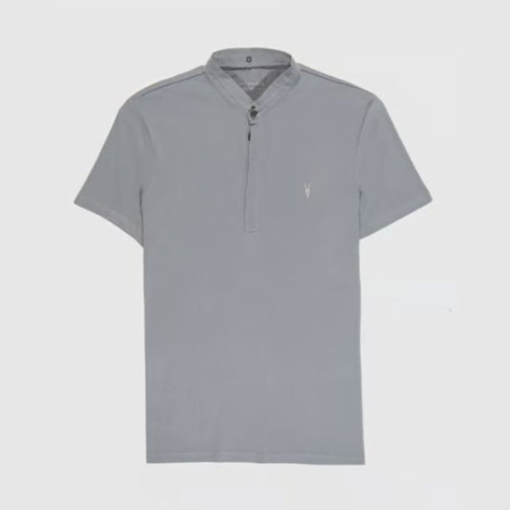 All Saints Men's Gray Mandarin Collar T-Shirt Size Medium 51744